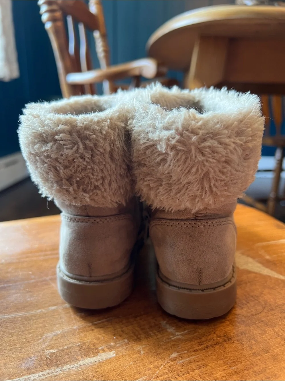 Kids Faux Fur Cuffed Winter Boots - Tan